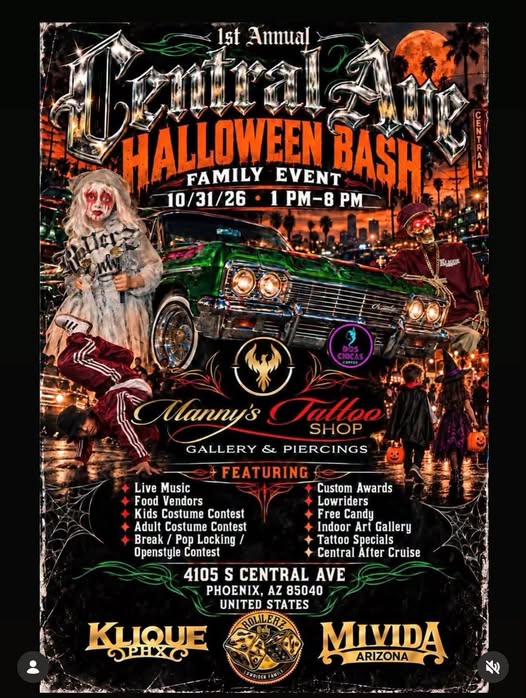 Flyer for 1st Annual Central Ave Halloween Bash