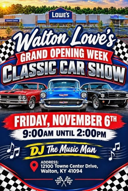 Flyer for Walton Lowe's Grand Opening Week Classic Car Show