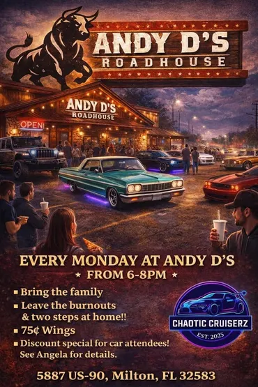 Flyer for Chaotic Cruiserz at Andy D's Roadhouse