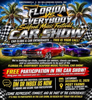 Flyer for Florida vs Everybody Seafood Festival Car Show