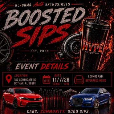 Flyer for Boosted Sips