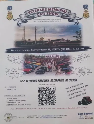 Flyer for Veterans Memorial Car Show
