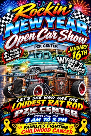 Flyer for Rockin' New Year Open Car Show