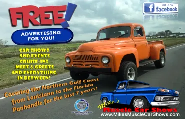 Flyer for Mike's Muscle Car Shows - Northern Gulf Coast to Florida