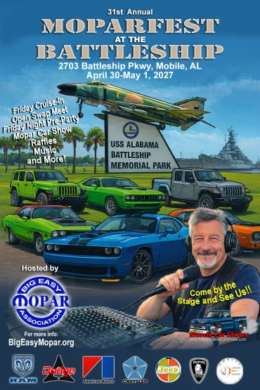 Flyer for 31st Annual MoparFest at the Battleship