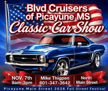 Flyer for Blvd Cruisers of Picayune Classic Car Show