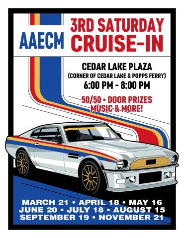 Flyer for AAECM 3rd Saturday Cruise-In