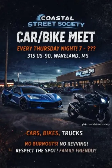 Flyer for Coastal Street Society Car/Bike Meet