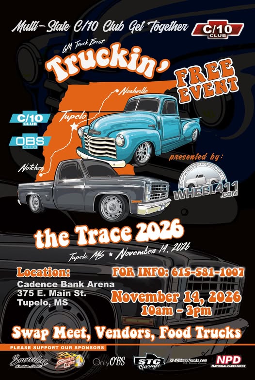 Flyer for C/10 Club Get Together - Truckin' the Trace 2026