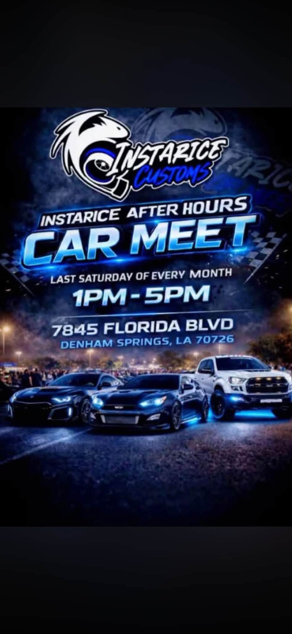 Flyer for Instarice After Hours Car Meet