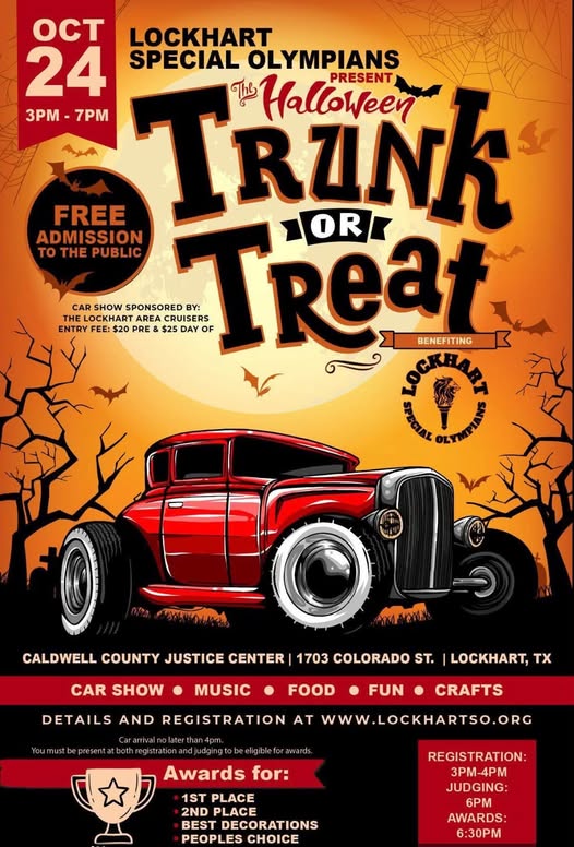 Flyer for Lockhart Special Olympians Halloween Trunk or Treat