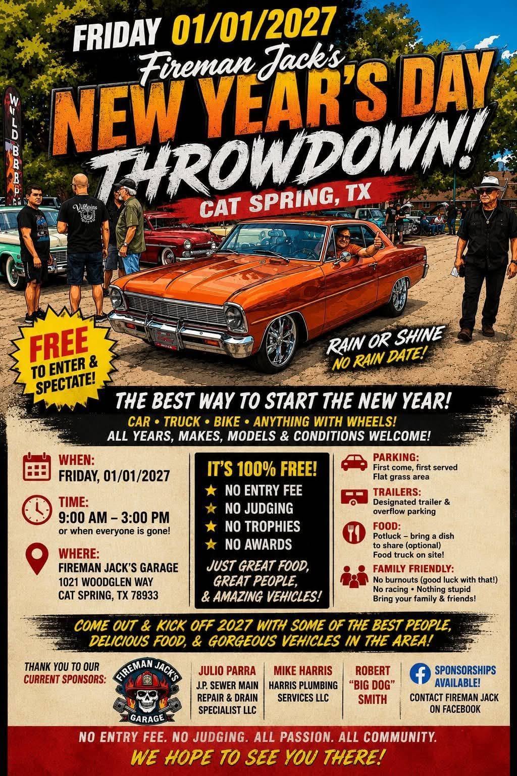Flyer for Fireman Jack's New Year's Day Throwdown