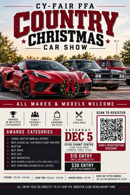 Flyer for CY-Fair FFA Country Christmas Car Show