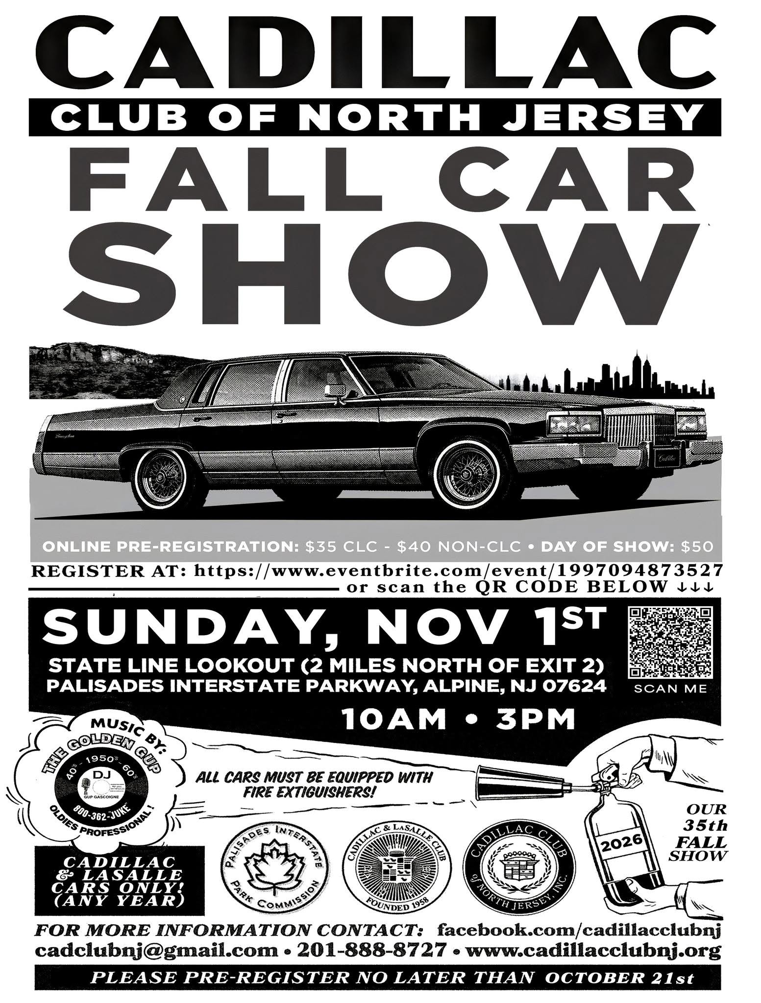 Flyer for Cadillac Club of North Jersey Fall Car Show