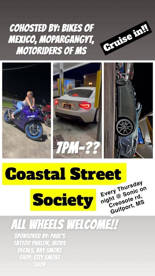 Flyer for Coastal Street Society Cruise-In