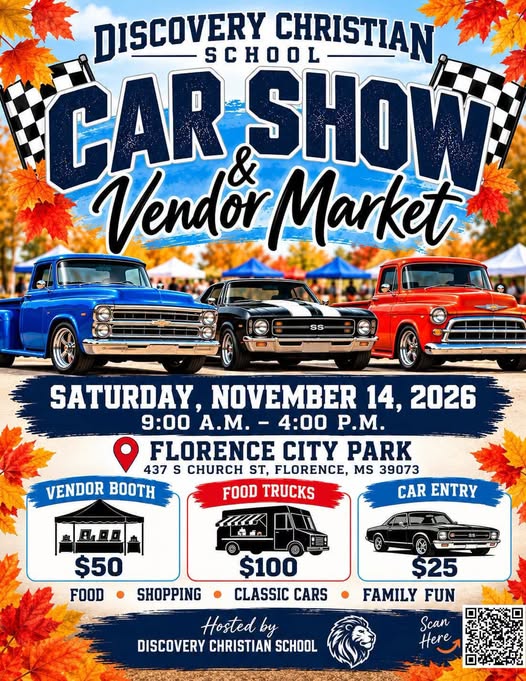 Flyer for Discovery Christian School Car Show & Vendor Market
