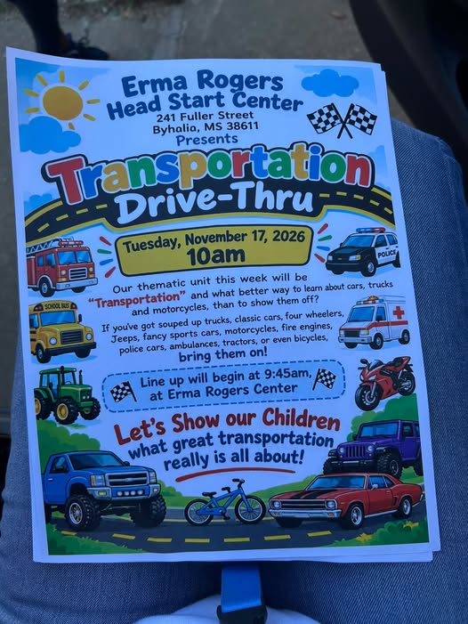 Flyer for Erma Rogers Head Start Center Transportation Drive-Thru