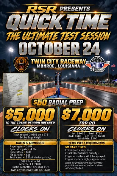 Flyer for RSR Quicktime - The Ultimate Test Session
