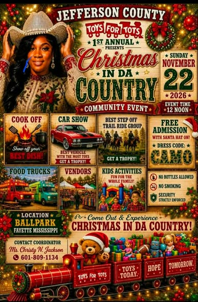 Flyer for Jefferson County Toys for Tots 1st Annual Christmas in da Country