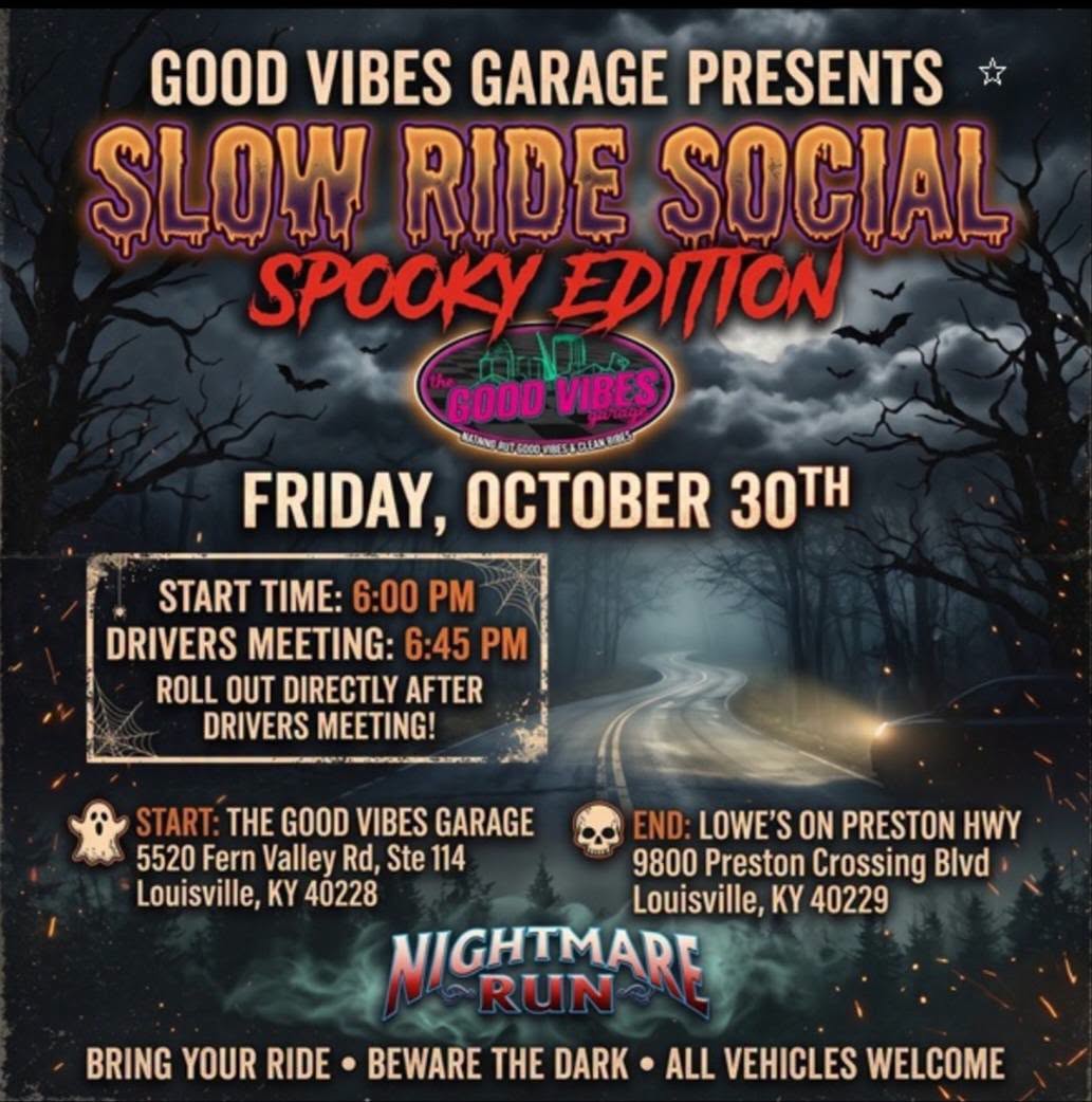 Flyer for Good Vibes Garage Slow Ride Social Spooky Edition