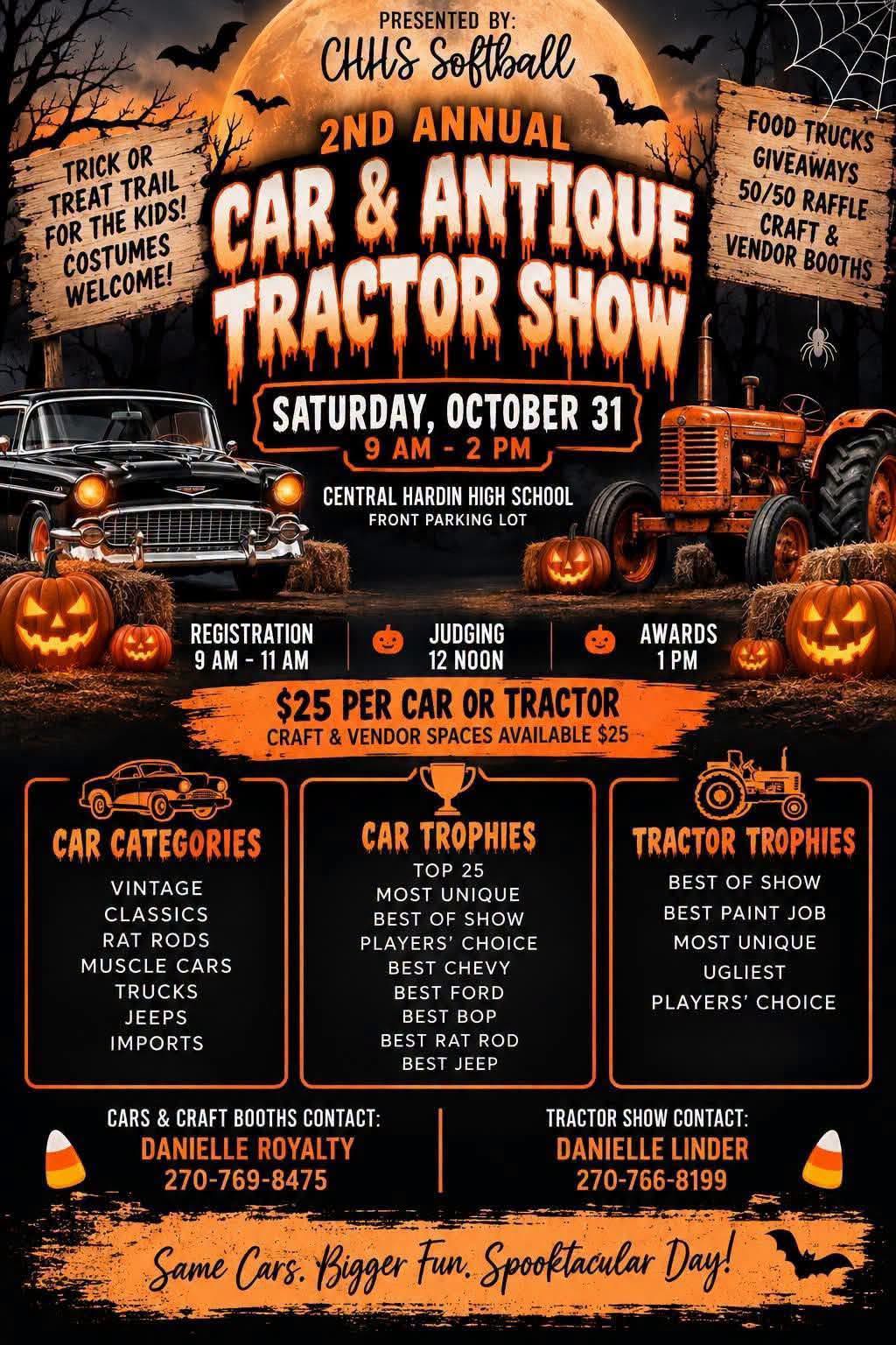 Flyer for CHHS Softball 2nd Annual Car & Antique Tractor Show