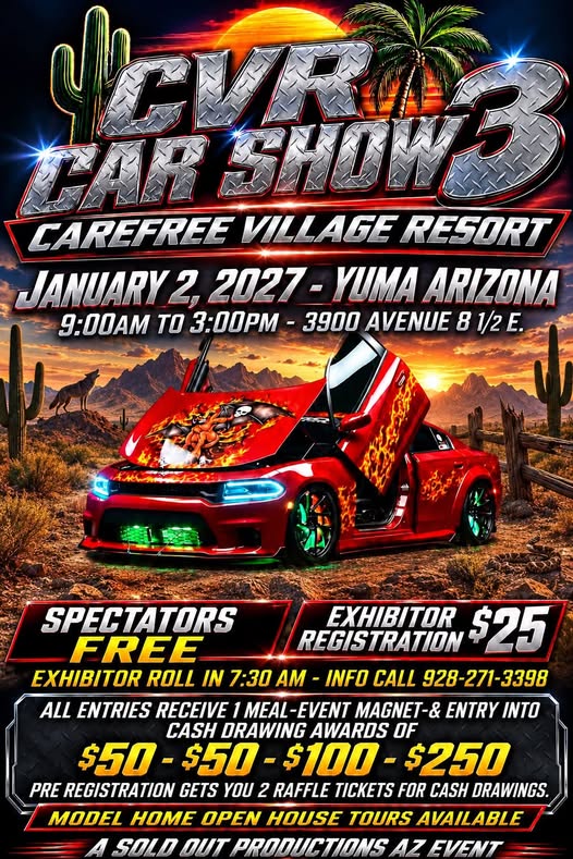 Flyer for EVR Car Show 3 Carefree Village Resort