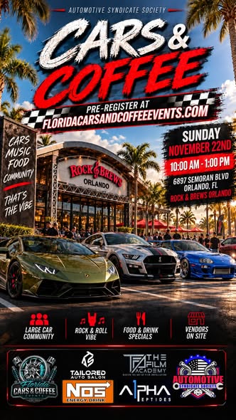 Flyer for Automotive Syndicate Society Cars & Coffee