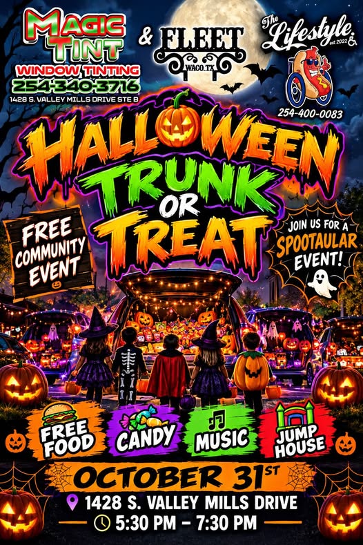 Flyer for Magic Tint & Fleet Halloween Trunk or Treat