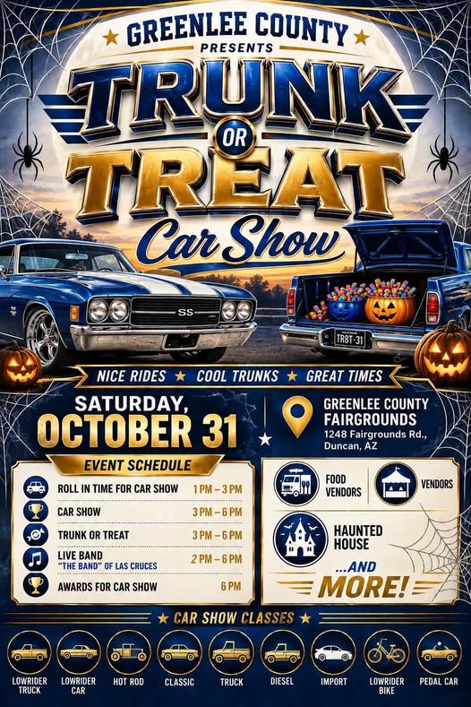 Flyer for Greenlee County Trunk or Treat Car Show