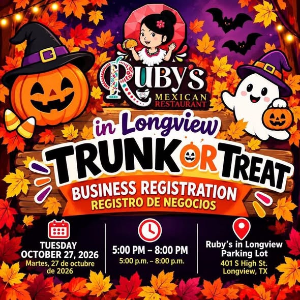 Flyer for Ruby's in Longview Trunk or Treat