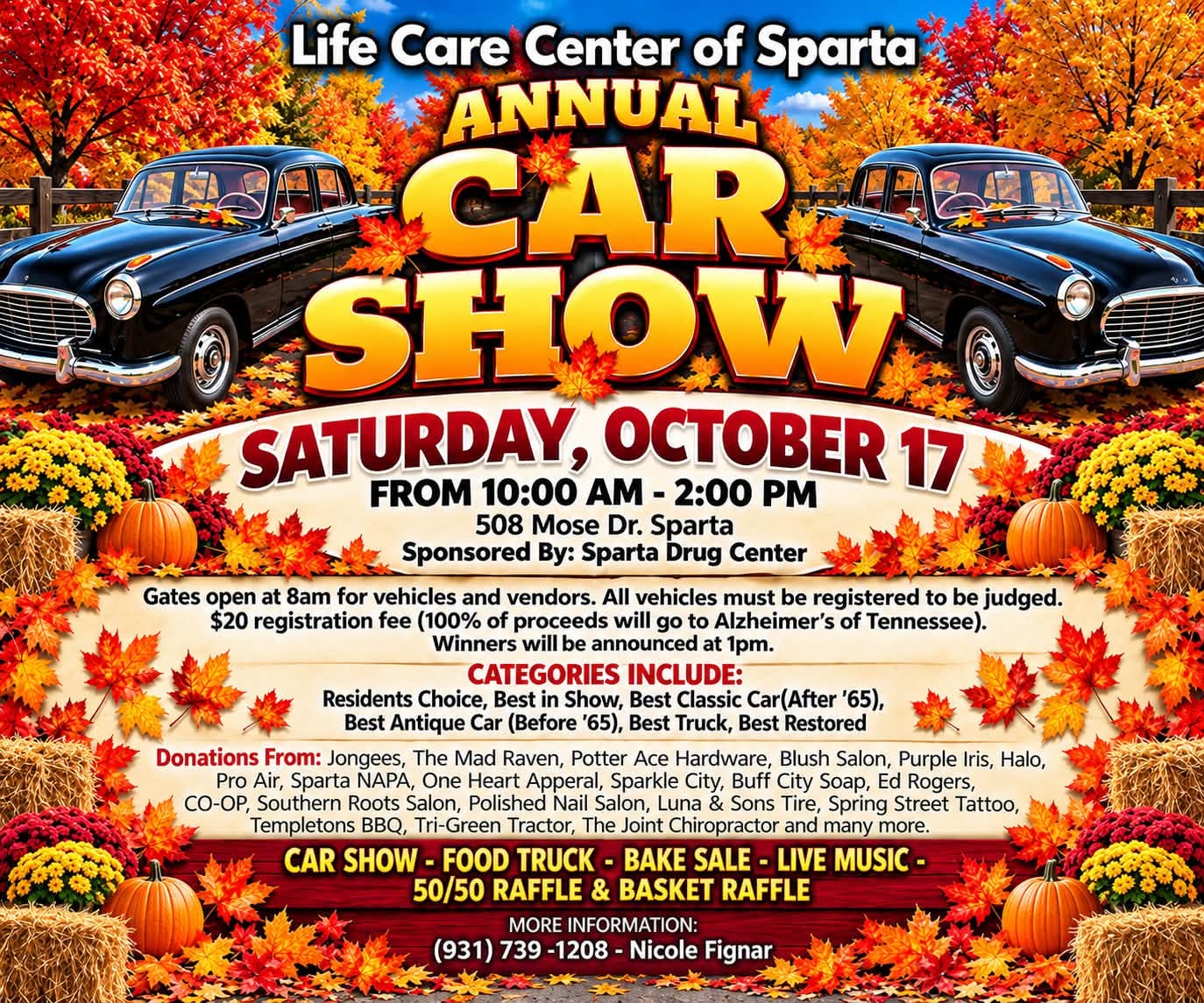 Flyer for Life Care Center of Sparta Annual Car Show