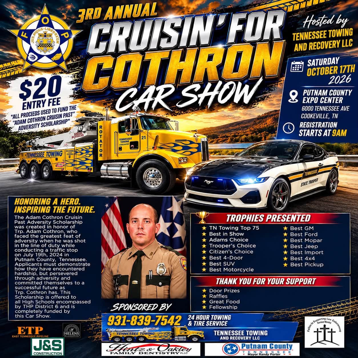 Flyer for 3rd Annual Cruisin' for Cothron Car Show