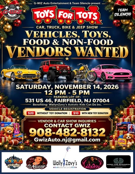 Flyer for Toys for Tots Car, Truck, Bike & Jeep Show