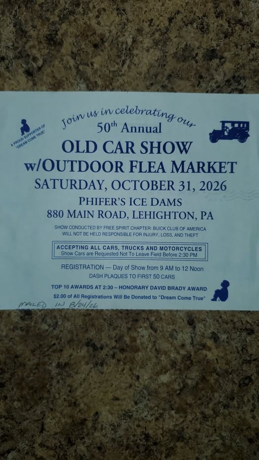 Flyer for 50th Annual Old Car Show with Outdoor Flea Market
