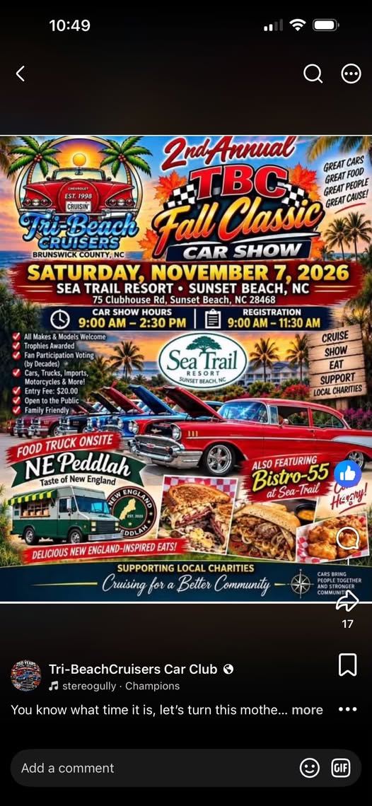 Flyer for 2nd Annual TBC Fall Classic Car Show