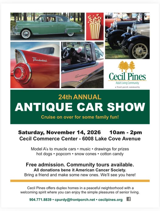 Flyer for Cecil Pines 24th Annual Antique Car Show