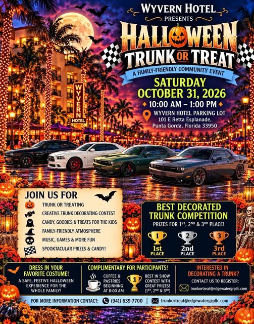 Flyer for Wyvern Hotel Halloween Trunk or Treat