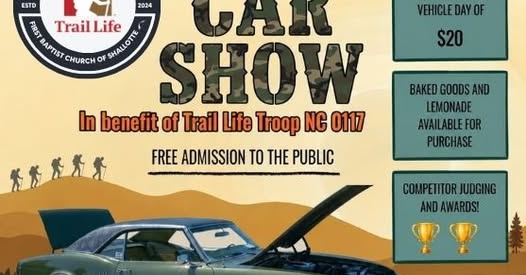 Flyer for TrailLife USA Troop NC-0117 Car & Truck Show