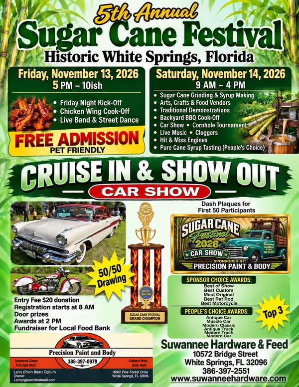 Flyer for Car Show at the 5th Annual Sugar Cane Festival