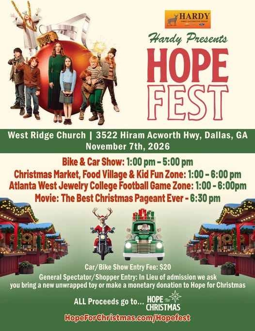 Flyer for HOPE FEST — Fuel the Season Charity Car & Bike Show