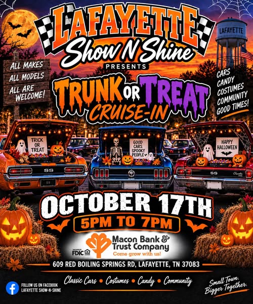 Flyer for Lafayette Show-N-Shine Trunk or Treat