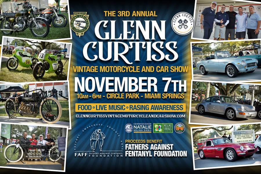 Flyer for 3rd Annual Glenn Curtiss Vintage Motorcycle & Car Show