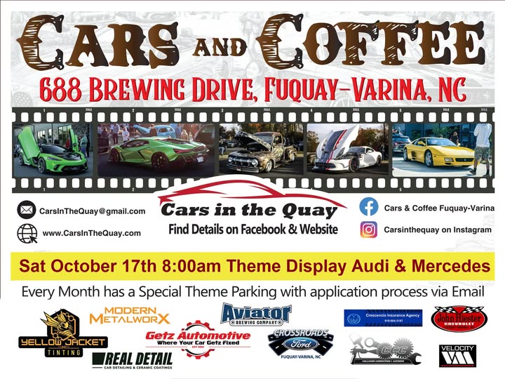 Flyer for Monthly Cars and Coffee