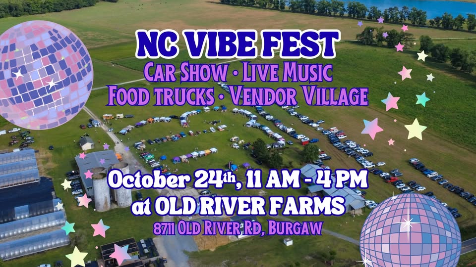 Flyer for NC Vibe Fest | Live Music, Local Makers & Car Show