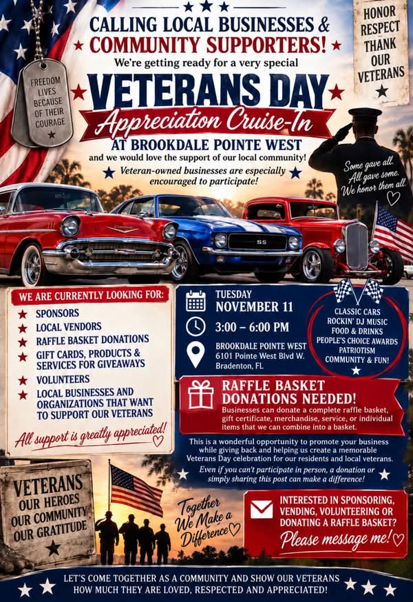 Flyer for Veterans Day Appreciation Cruise-In