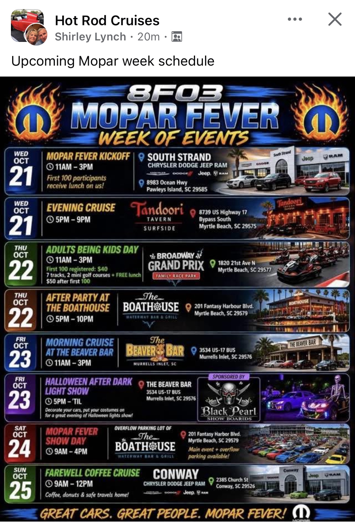 Flyer for Mopar Fever Kickoff