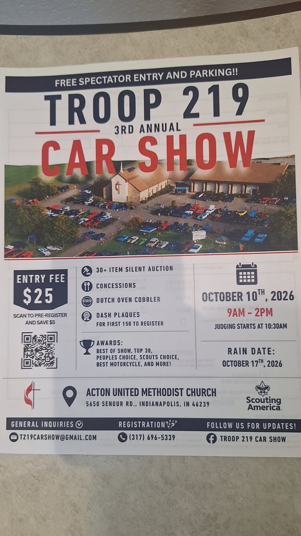 Flyer for Troop 219 3rd Annual Car Show