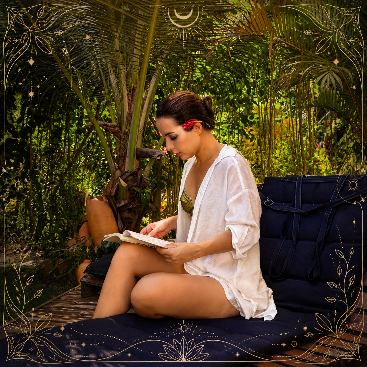 Amanda em momento de leitura e presença