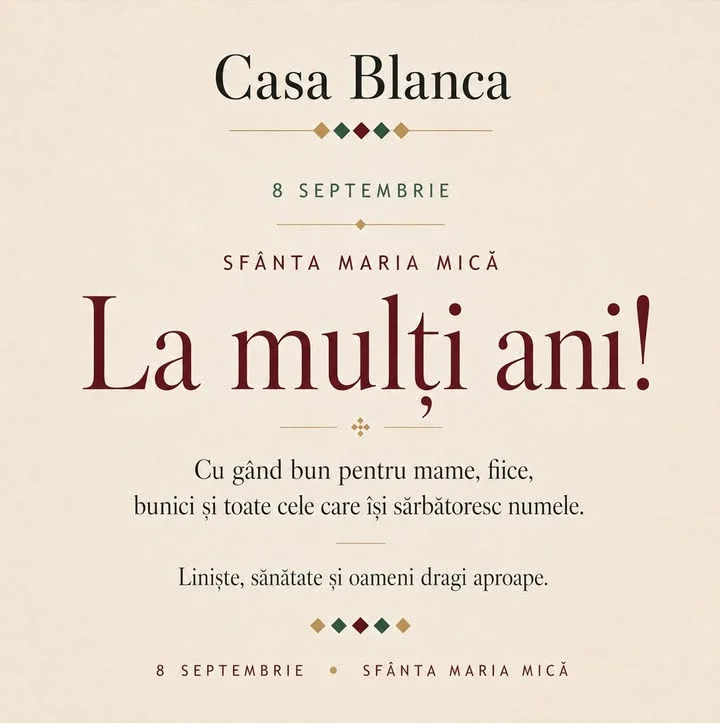 La mulți ani de Sfânta Maria Mică!