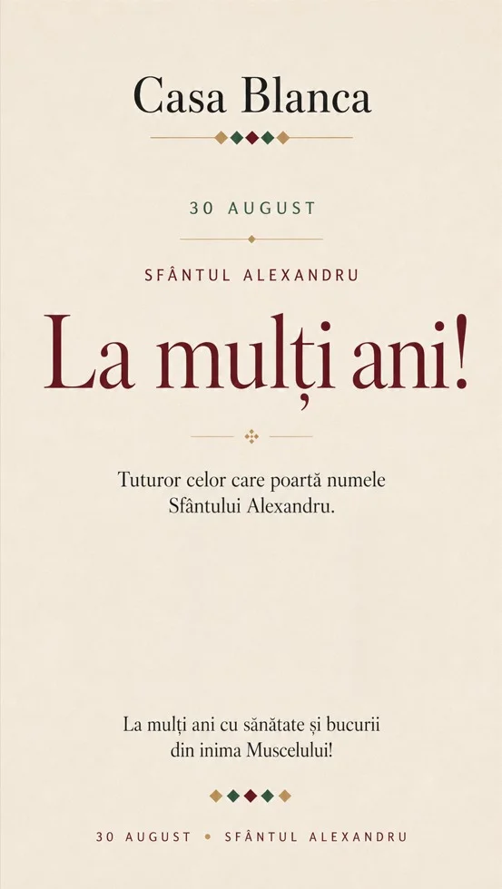 La mulți ani tuturor celor care poartă numele Sfântului Alexandru!